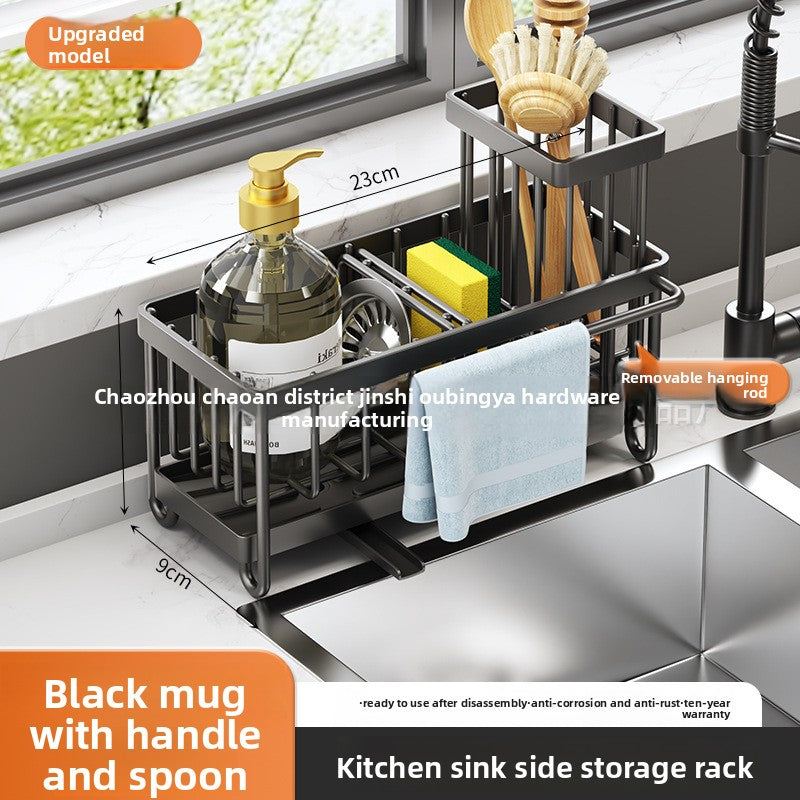 Dishcloth Rack Kitchen Storage Rack Sink Draining Basket Countertop Multifunctional Sponge Dishwashing Liquid Storage Rack