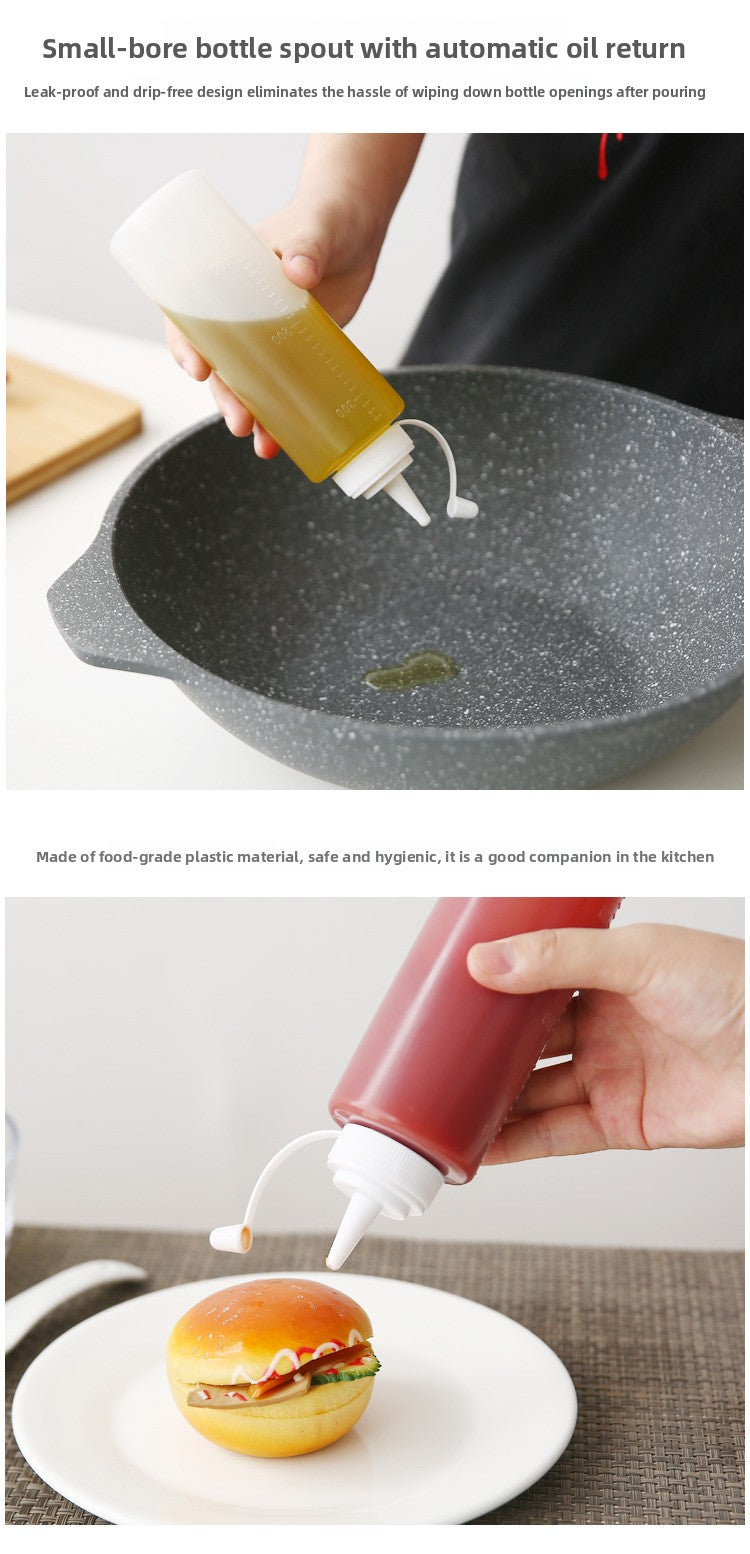 Large Diameter Lidded Spout Squeeze Bottle Household Transparent Plastic Squeeze Bottle Tomato Sauce Honey Bottle Seasoning Bottle Bottle