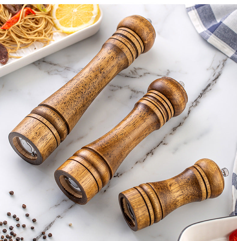 Manual 5inch 8inch 10inch Grinder Pepper Grinder Oak Wood Sichuan Pepper Freshly Ground Pepper Powder Seasoning Jar Grinder Bottle