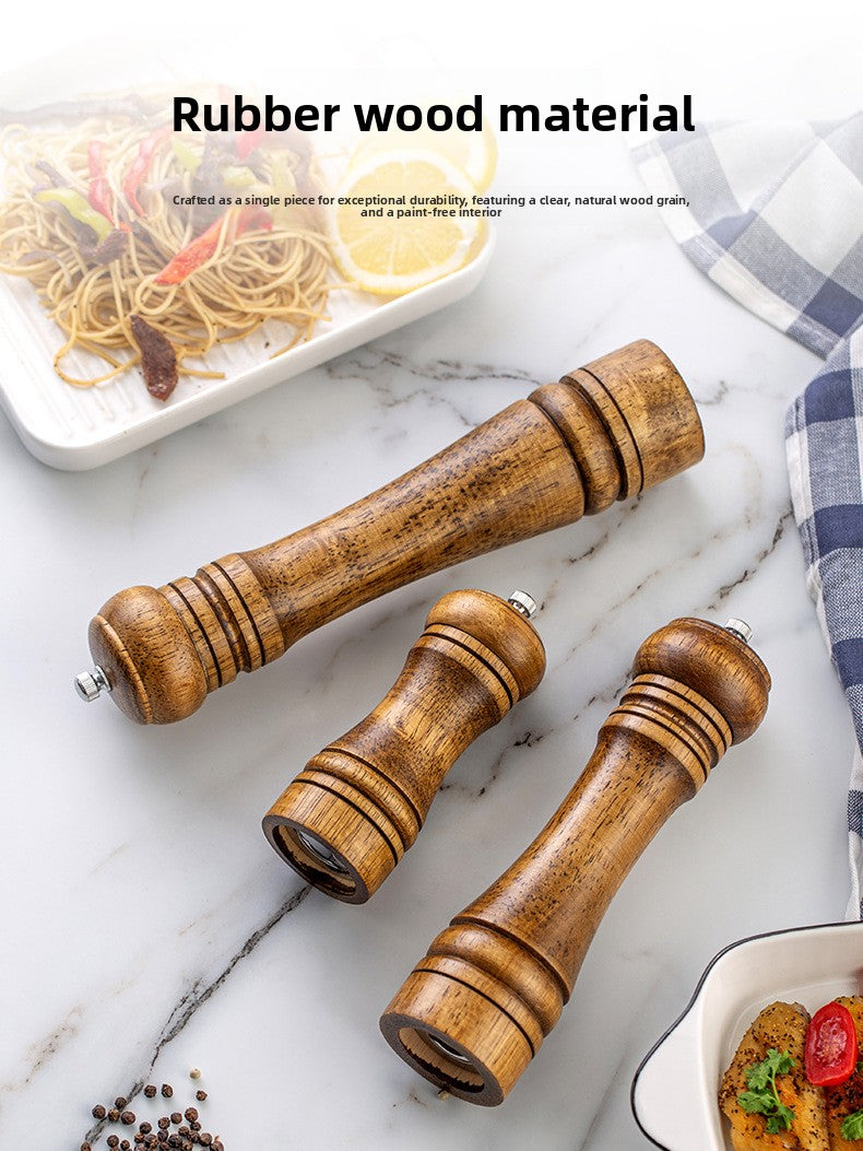 Manual 5inch 8inch 10inch Grinder Pepper Grinder Oak Wood Sichuan Pepper Freshly Ground Pepper Powder Seasoning Jar Grinder Bottle