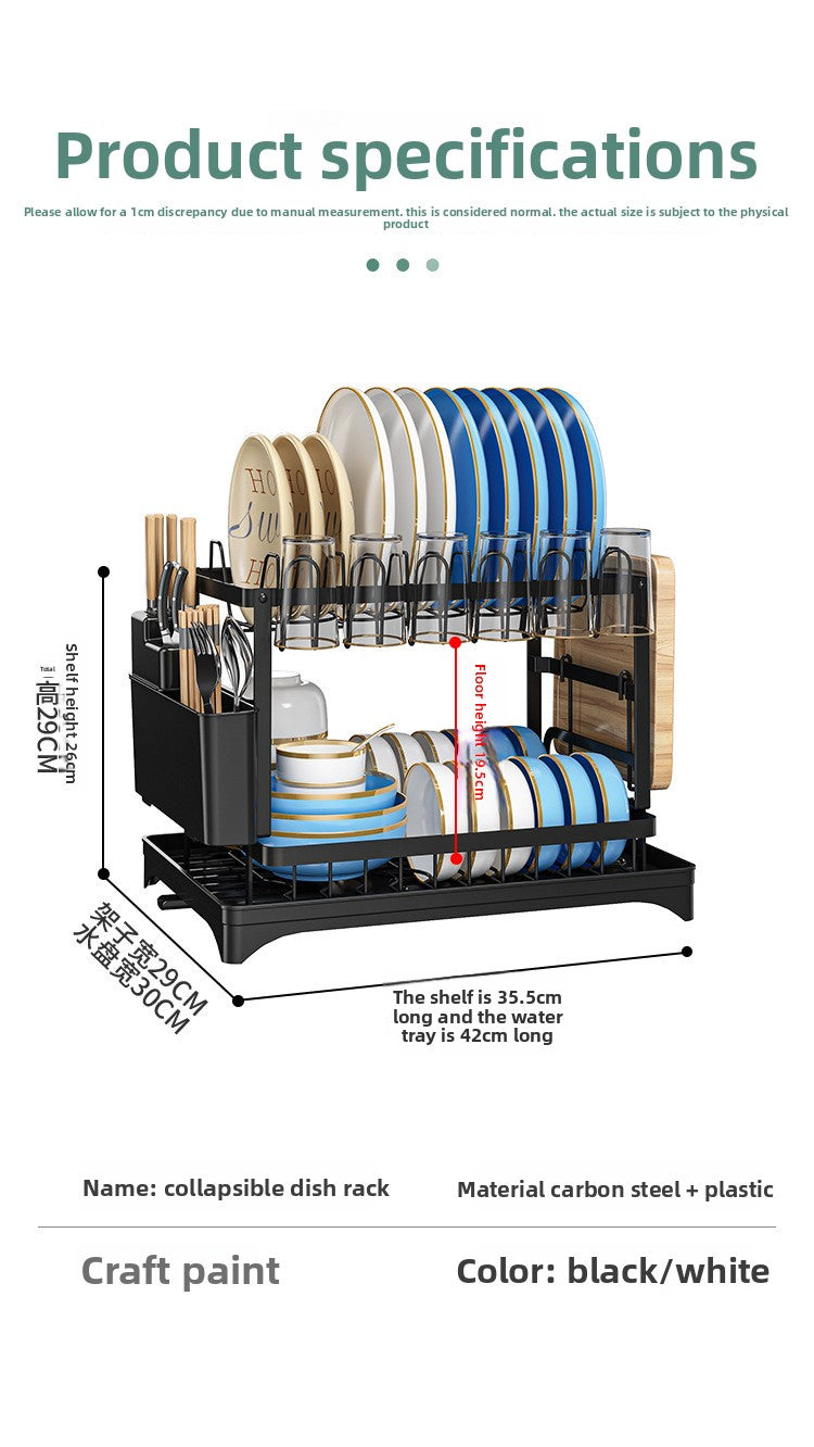 Kitchen Dish Rack Draining Rack Storage Rack Countertop Bowl Plate Bowl Chopstick Organizer Rack with Cup Holder Dish Rack