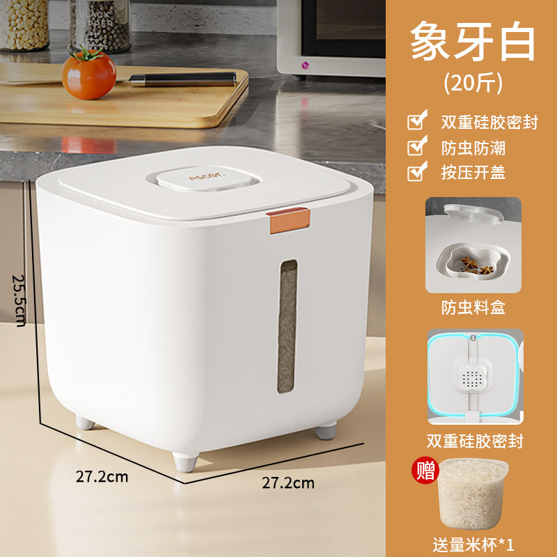 Rice Bucket Household Insect-Proof Moisture-Proof Sealed Food Grade Rice Container Rice Bin Flour High-End Storage Tank Rice Storage Box