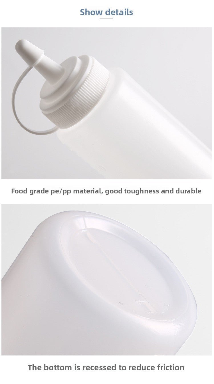 Large Diameter Lidded Spout Squeeze Bottle Household Transparent Plastic Squeeze Bottle Tomato Sauce Honey Bottle Seasoning Bottle Bottle