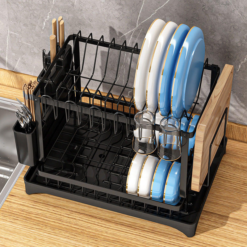 Kitchen Dish Rack Draining Rack Storage Rack Countertop Bowl Plate Bowl Chopstick Organizer Rack with Cup Holder Dish Rack