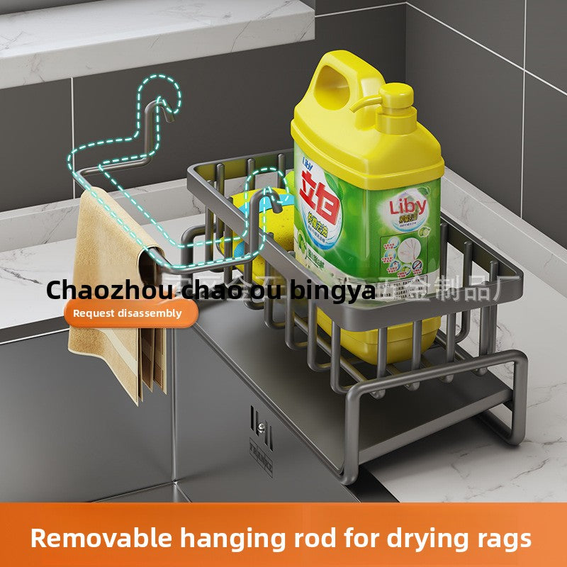 Dishcloth Rack Kitchen Storage Rack Sink Draining Basket Countertop Multifunctional Sponge Dishwashing Liquid Storage Rack