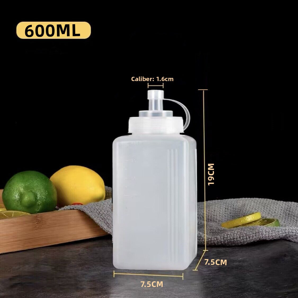 Large Diameter Lidded Spout Squeeze Bottle Household Transparent Plastic Squeeze Bottle Tomato Sauce Honey Bottle Seasoning Bottle Bottle
