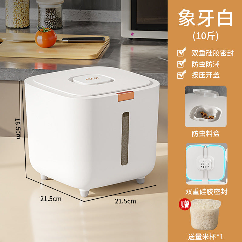 Rice Bucket Household Insect-Proof Moisture-Proof Sealed Food Grade Rice Container Rice Bin Flour High-End Storage Tank Rice Storage Box