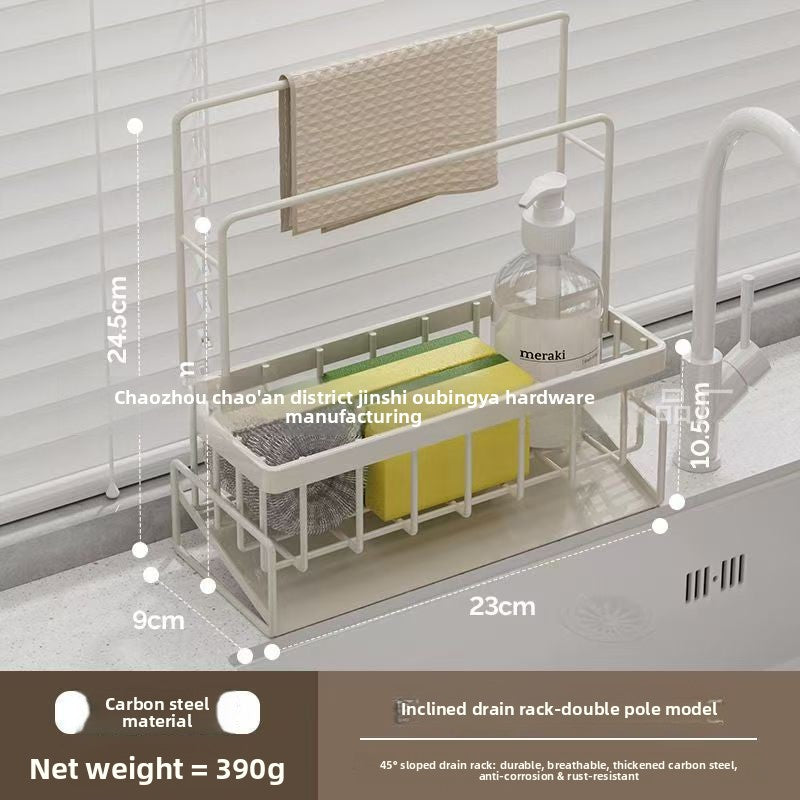Dishcloth Rack Kitchen Storage Rack Sink Draining Basket Countertop Multifunctional Sponge Dishwashing Liquid Storage Rack