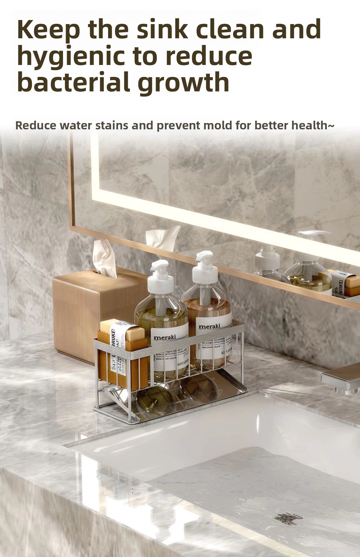 304 Stainless Steel Sponge Holder Sink Cloth Draining Rack Kitchen Supplies Countertop Multifunctional Storage Organizer