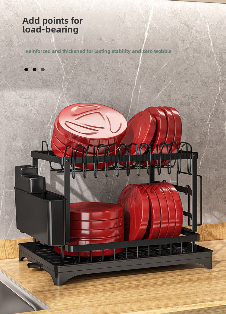 Kitchen Dish Rack Draining Rack Storage Rack Countertop Bowl Plate Bowl Chopstick Organizer Rack with Cup Holder Dish Rack