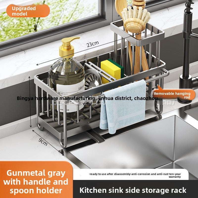 Dishcloth Rack Kitchen Storage Rack Sink Draining Basket Countertop Multifunctional Sponge Dishwashing Liquid Storage Rack