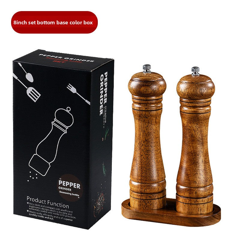 Manual 5inch 8inch 10inch Grinder Pepper Grinder Oak Wood Sichuan Pepper Freshly Ground Pepper Powder Seasoning Jar Grinder Bottle