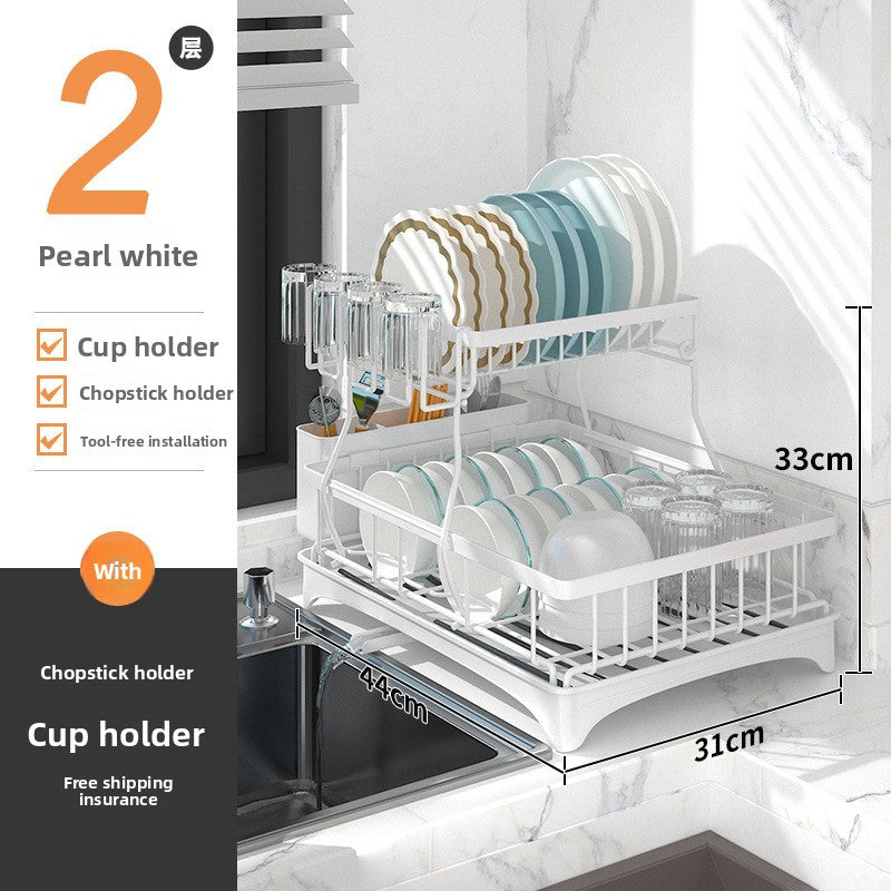 Kitchen Dish Rack Draining Rack Storage Rack Countertop Bowl Plate Bowl Chopstick Organizer Rack with Cup Holder Dish Rack