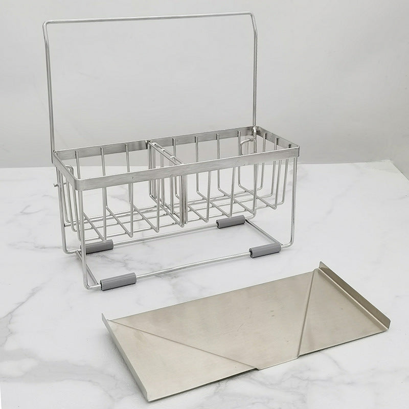 304 Stainless Steel Sponge Holder Sink Cloth Draining Rack Kitchen Supplies Countertop Multifunctional Storage Organizer