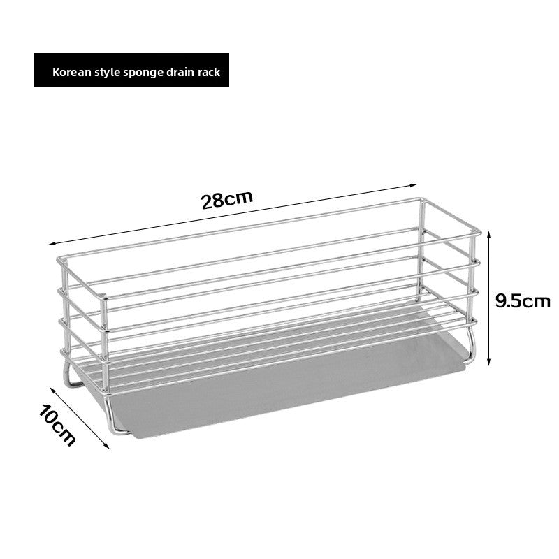 304 Stainless Steel Sponge Holder Sink Cloth Draining Rack Kitchen Supplies Countertop Multifunctional Storage Organizer