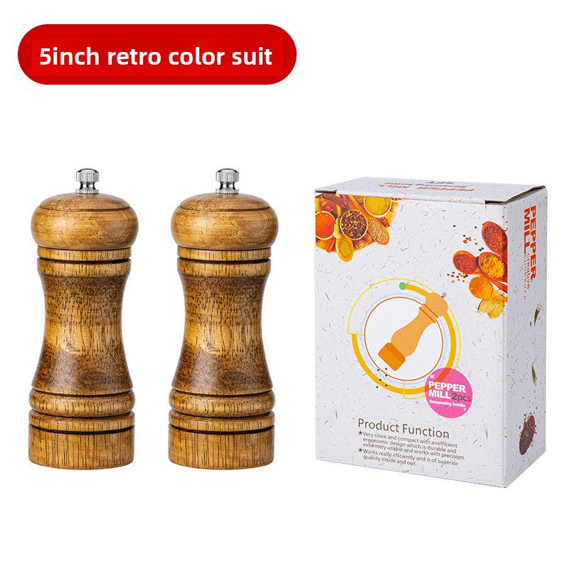 Manual 5inch 8inch 10inch Grinder Pepper Grinder Oak Wood Sichuan Pepper Freshly Ground Pepper Powder Seasoning Jar Grinder Bottle