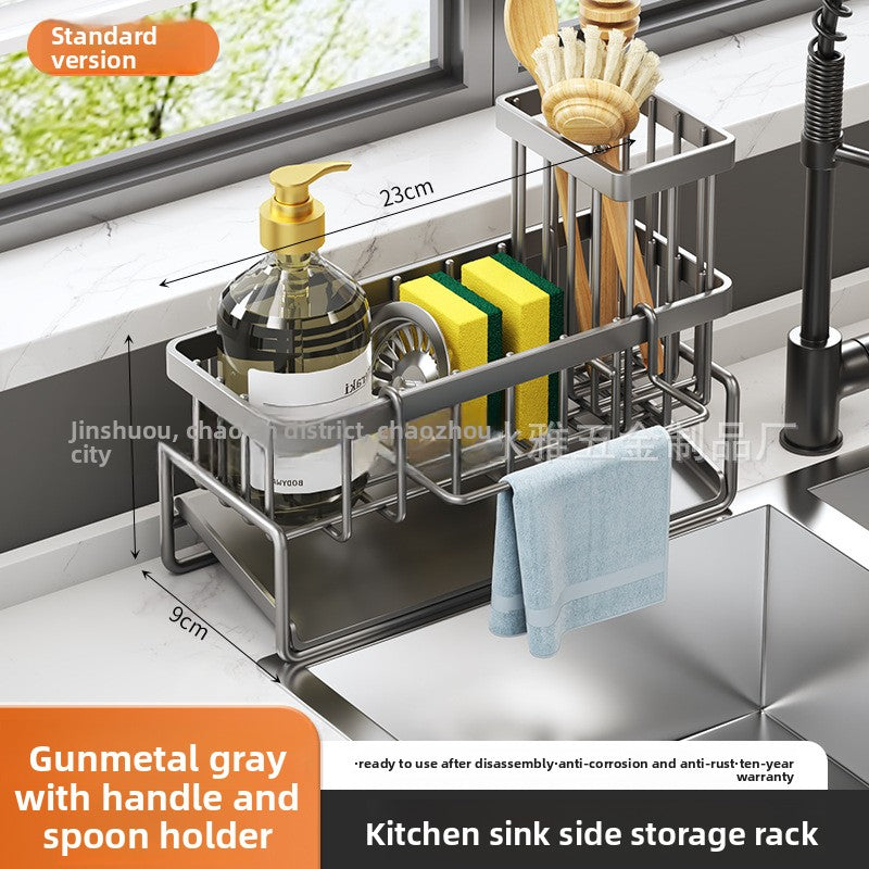 Dishcloth Rack Kitchen Storage Rack Sink Draining Basket Countertop Multifunctional Sponge Dishwashing Liquid Storage Rack