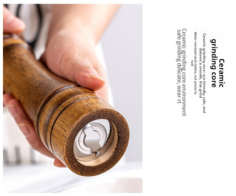 Manual 5inch 8inch 10inch Grinder Pepper Grinder Oak Wood Sichuan Pepper Freshly Ground Pepper Powder Seasoning Jar Grinder Bottle