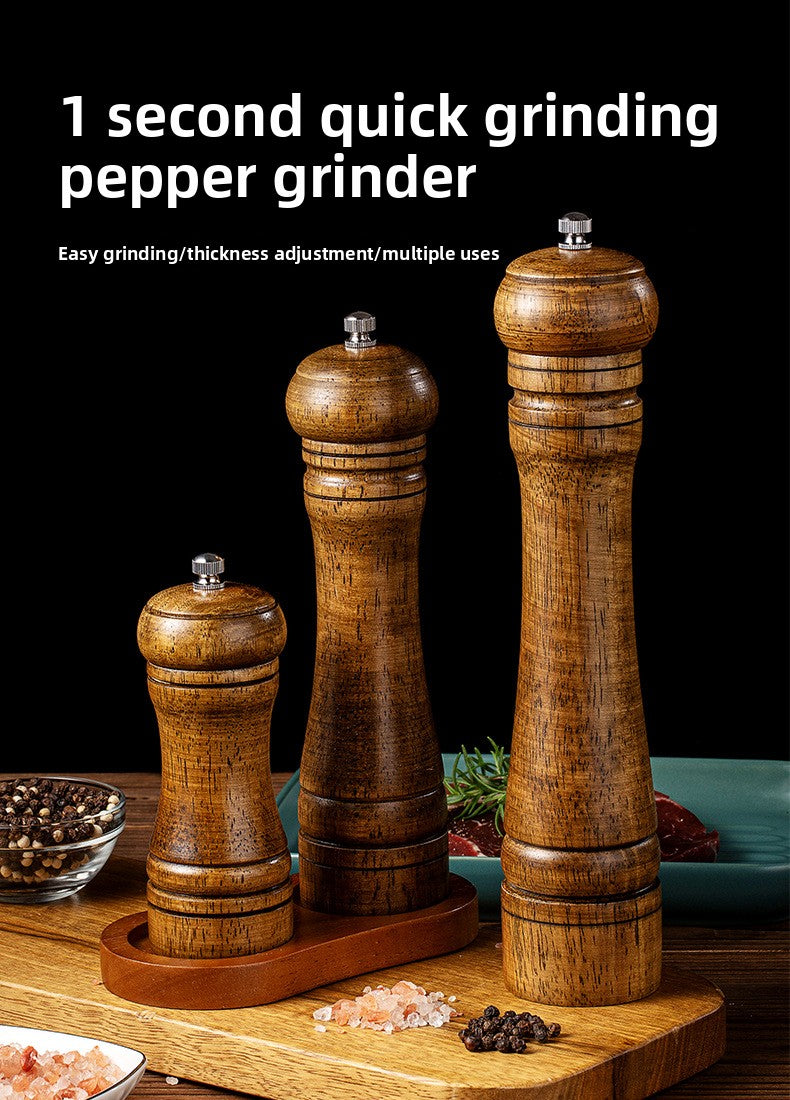 Manual 5inch 8inch 10inch Grinder Pepper Grinder Oak Wood Sichuan Pepper Freshly Ground Pepper Powder Seasoning Jar Grinder Bottle