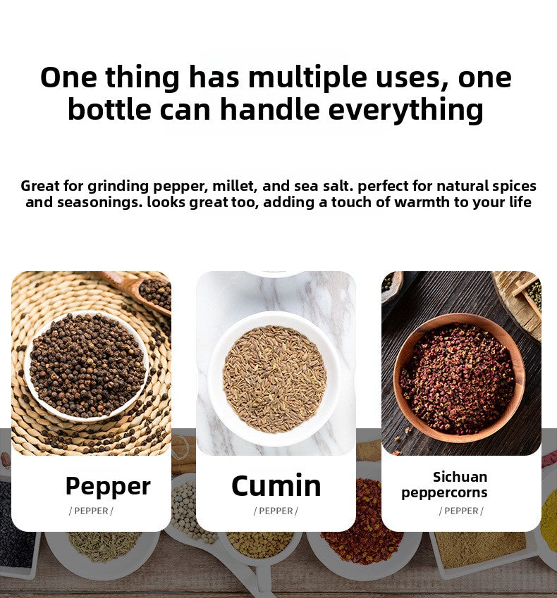Manual 5inch 8inch 10inch Grinder Pepper Grinder Oak Wood Sichuan Pepper Freshly Ground Pepper Powder Seasoning Jar Grinder Bottle