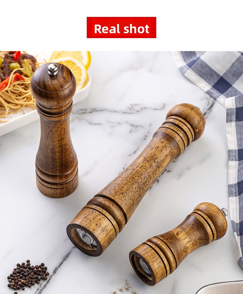 Manual 5inch 8inch 10inch Grinder Pepper Grinder Oak Wood Sichuan Pepper Freshly Ground Pepper Powder Seasoning Jar Grinder Bottle